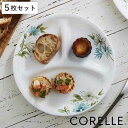 ランチプレート 21.5cm コレール CORELLE フェアリーフローラ 5枚セット （ 食洗機対応 電子レンジ対応 オーブン対応 仕切り皿 白 お皿 ランチ皿 耐熱 白い食器 ワンプレート 丸皿 仕切り 花柄 洋食器 おしゃれ ）