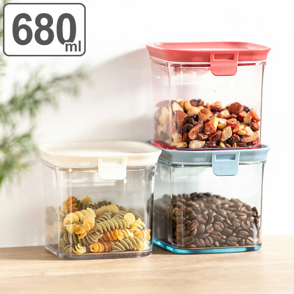 保存容器 プラスチック製 680ml Mサイズ スタッキングできる キャニスター モデュールプラス （ ストッカー 調味料入れ シリコンパッキン 保存 容器 調味料ポット フードストッカー スクエア 角型 おしゃれ プラスチック 軽量 ）のサムネイル
