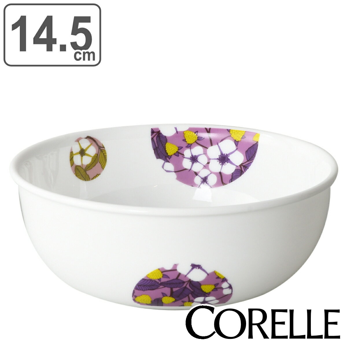 ボウル 14.5cm CORELLE コレール ボンボンフレール 強化ガラス （ 食洗機対応 電子レンジ対応 オーブン対応 耐熱 サラダボウル 小鉢 取り皿 軽い 割れにくい 白い食器 シリアルボウル 取り鉢 洋食器 白 おしゃれ ）