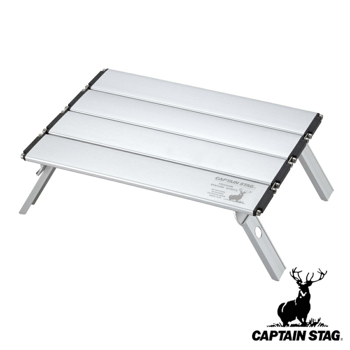 アウトドアテーブル 21.5×33cm アルミロールテーブル コンパクト ナノtype2 キャプテンスタッグ （ 送料無料 CAPTAIN STAG 折りたたみタイプ 折りたたみ テーブル ローテーブル レジャーテーブル 収納袋付き 軽量 アルミ ）