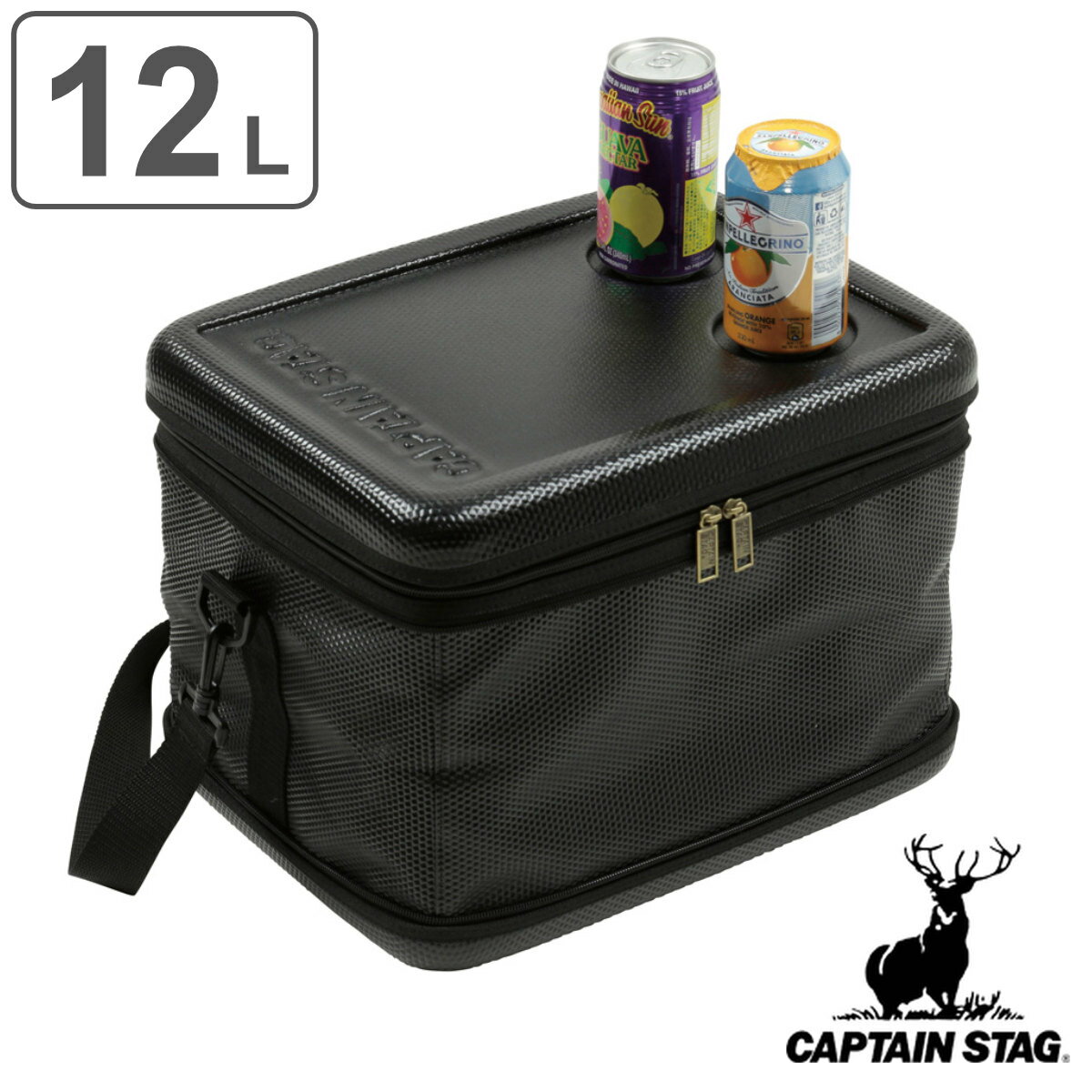 保冷バッグ 12L メッシュポケット付 スーパーコールドクーラーバッグ キャプテンスタッグ （ 送料無料 CAPTAIN STAG クーラーバッグ 保冷 ソフトクーラー 大容量 折りたたみ コンパクト ブラック スーパーコールド ソフト バッグ ）