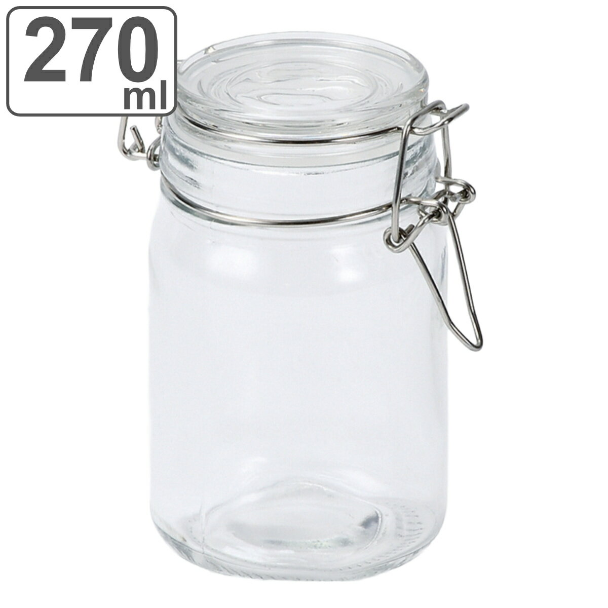保存容器 270ml ロック式保存ビン ナチュラル （ 密閉 ガラス 果実酒びん 果実酒ビン 梅酒びん 梅酒ビン 保存びん 保存瓶 保存 容器 ガラス容器 瓶 びん ビン 梅酒 果実酒 ガラス製 乾物保存 ）のサムネイル