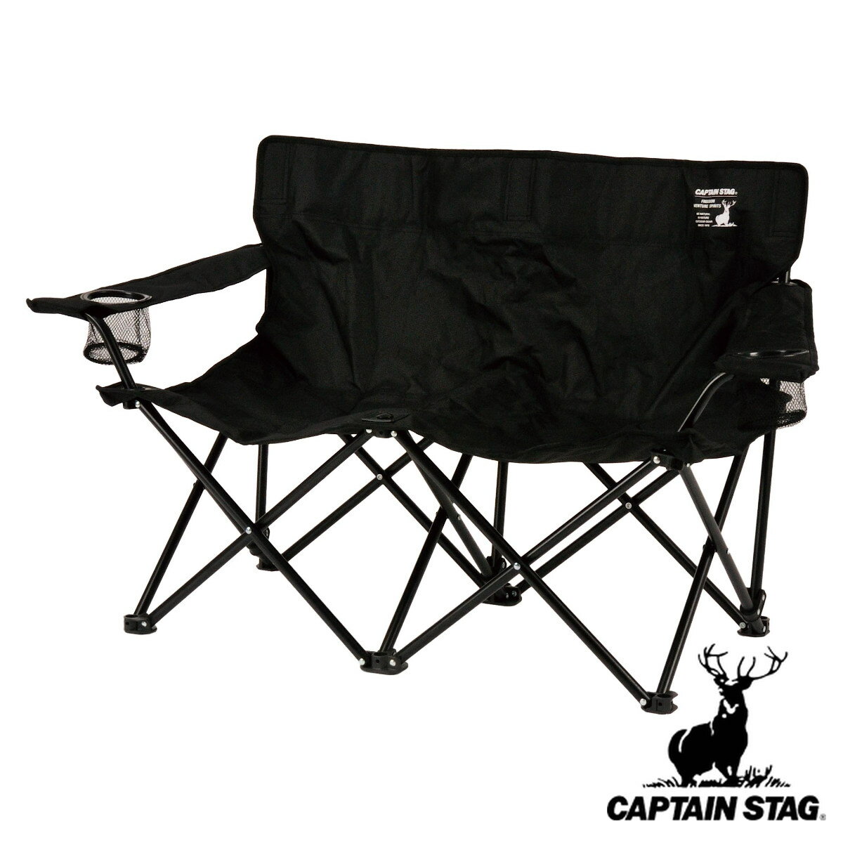 ベンチ グラシア イスベンチ ブラック 折りたたみ （ CAPTAIN STAG アウトドア チェア 折り畳み 折りたたみ椅子 キャンプ用品 レジャー用品 アウトドアベンチ 収納バッグ付き 2人掛け ）のサムネイル