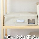 ファブリック収納ボックス 衣類収納ケース フタ付きファブリックボックス 幅38×奥行26×高さ12.5cm ( 収納ケース 布製 衣装ケース 窓付き 取っ手 衣...