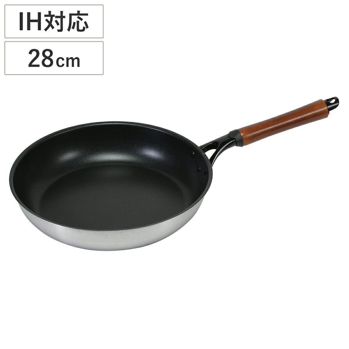 Ih Incompatible - フライパン 28cm IH対応 ファストクック 2層鋼ダイヤモンドコート （ ガス火対応 オール熱源対応 炒め鍋 ふっ素加工 軽い 28センチ 浅型 いため鍋 フッ素加工 ステンレス アルミ 2層構造 木柄 軽量 ）