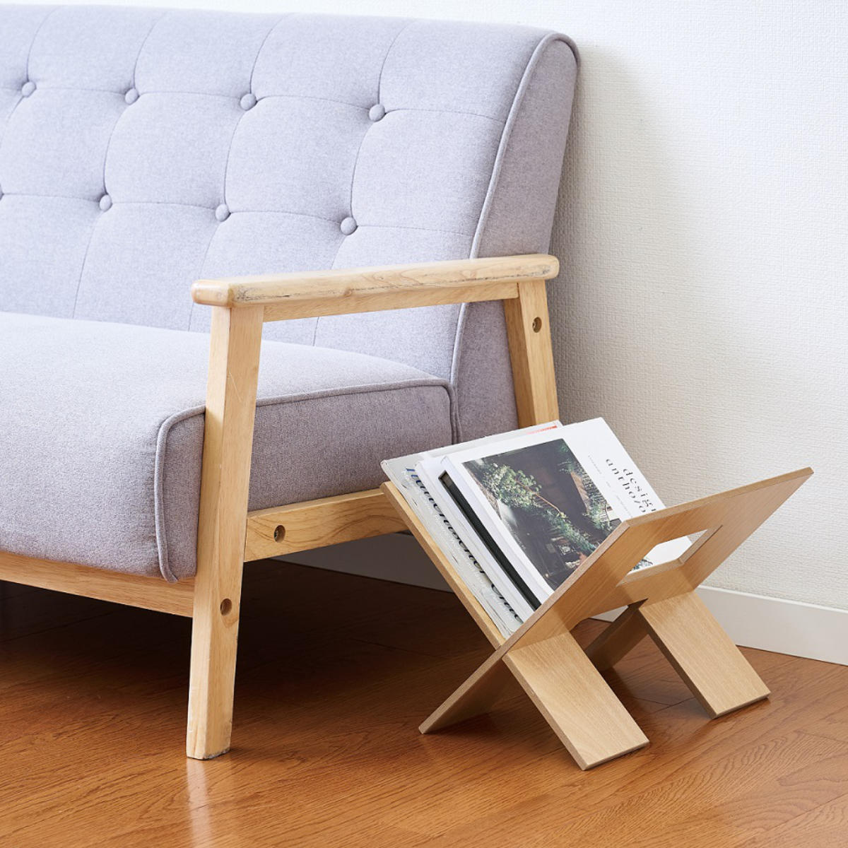 マガジンラック 木製 X型 幅33×奥行31×高さ26cm （ 収納ラック 雑誌 新聞 収納 雑誌入れ ブックシェルフ マガジンホルダー ディスプレイラック おしゃれ 本収納 本棚 本立 ブックラック マガジンスタンド ブックスタンド リビング ）