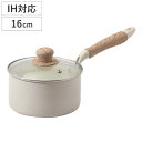 片手鍋 16cm IH対応 ガラス蓋付き セラミール ( ガス火対応 オール熱源対応 片手なべ 鍋 セラミック加工 軽い 16センチ アルミ製 セラミック 木目...