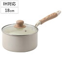 片手鍋 18cm IH対応 ガラス蓋付き セラミール ( ガス火対応 オール熱源対応 片手なべ 鍋 セラミック加工 軽い 18センチ アルミ製 セラミック 木目...