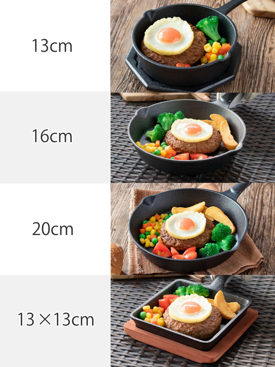 スキレット 13x13cm 角型 スプラウト 鉄鋳物 木製プレート付き （ オーブン IH ガス火対応 鉄 フライパン カフェ風 ラウンド型 丸 円形 スクエア型 四角 1人用 アウトドア キャンプ おしゃれ おつまみ グリル料理 ） livingut-10168316 リビングート 楽天市場店 サンプル画像3
