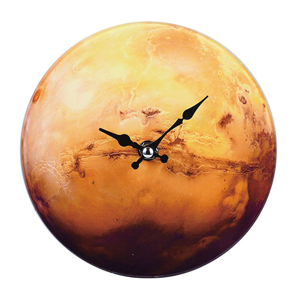 掛け時計 置き時計 卓上ガラス時計 ROUND 17cm Mars 火星2 （ アナログ 時計 壁掛け時計 インテリア 雑貨 おしゃれ 掛時計 とけい クロック ガラス 置掛兼用 卓上 置き掛け ウォールクロック ）
