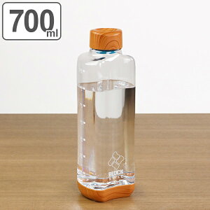 水筒 直飲み プラスチック ブロックスタイル アクアボトル 700ml ウッド調 （ 目盛り付き プラスチックボトル ボトル クリアボトル ダイレクトボトル 常温 軽量 軽い 700 木目 積み重ね 持ちやすい おしゃれ シンプル ）