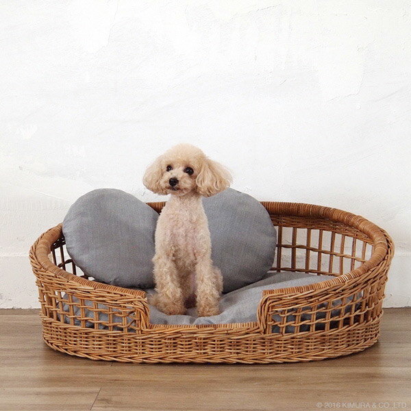 籐 ペットベッド クッション付 ラタン製 Natural rattan 幅73cm （ 送料無料 ベッド ペット用ベッド ペット専用 猫用 犬用 猫ベッド 犬ベッド ネコ ねこ 猫用品 猫グッズ イヌ いぬ 犬用品 犬グッズ ）