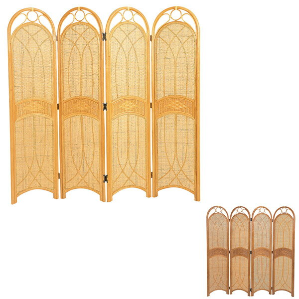 籐 スクリーン 4連 衝立 アジアン家具 高さ150cm （ 送料無料 籐製 ラタン ラタン製 ついたて 間仕切り パーテーション アジアン アジアンテイスト パーティション 間仕切 折りたたみ 折り畳み ）