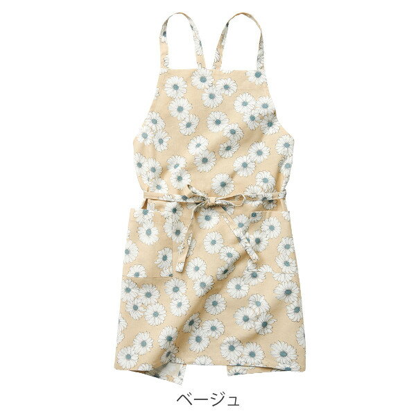 エプロン 花柄 ブルーム 綿100％ （ キッチンエプロン 台所エプロン カフェエプロン クロスエプロン ポケット付き おしゃれ 大人用 綿 コットン 100％ キッチン用品 ）