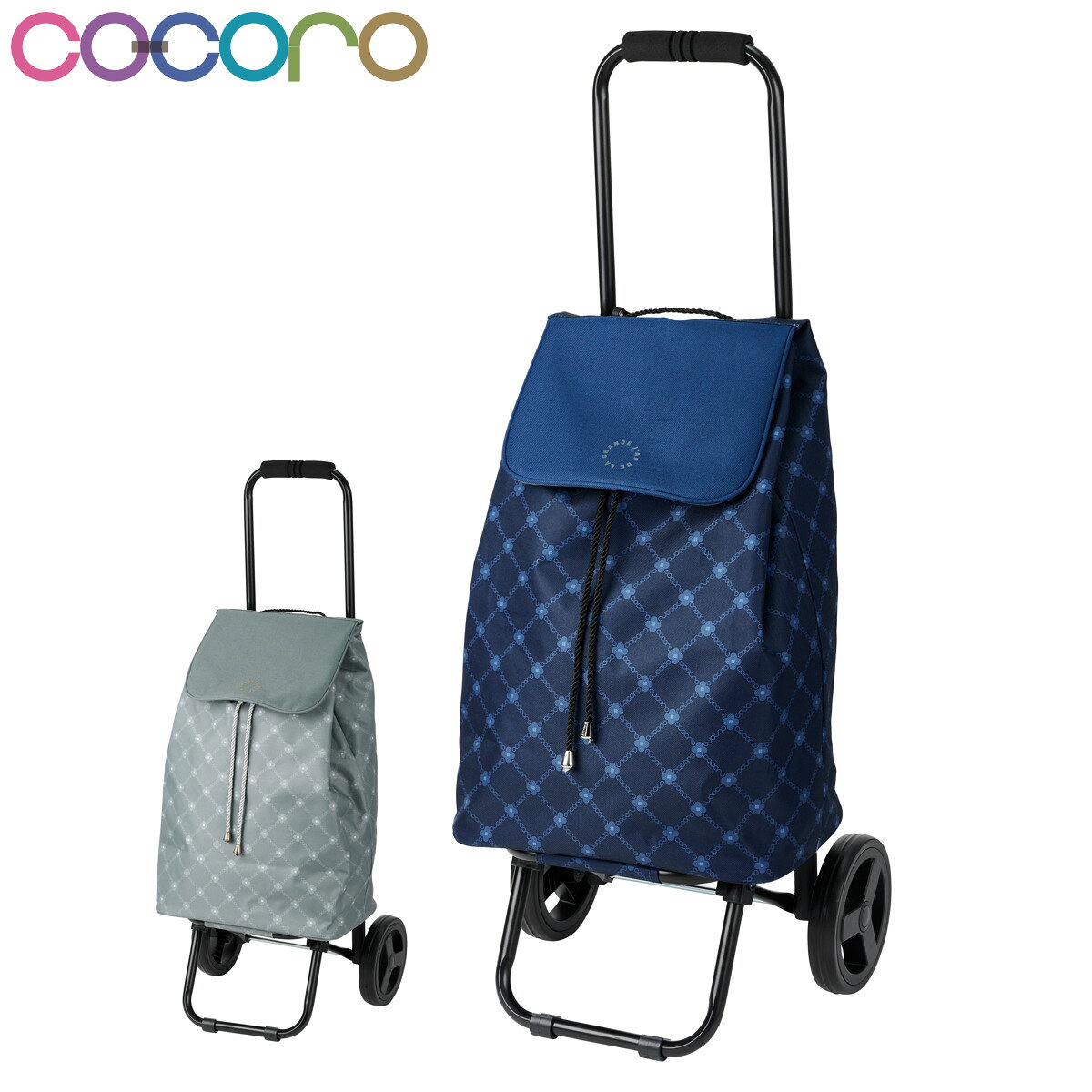 ショッピングカート cocoro マリー モノグラム 折りたたみ 保冷保温 （ キャスター付き 2輪 31L 買い物 バッグ トートバッグ コンパクト ショッピングバッグ キャリーバッグ ショルダーバッグ 軽量 静音タイヤ 大容量 ）