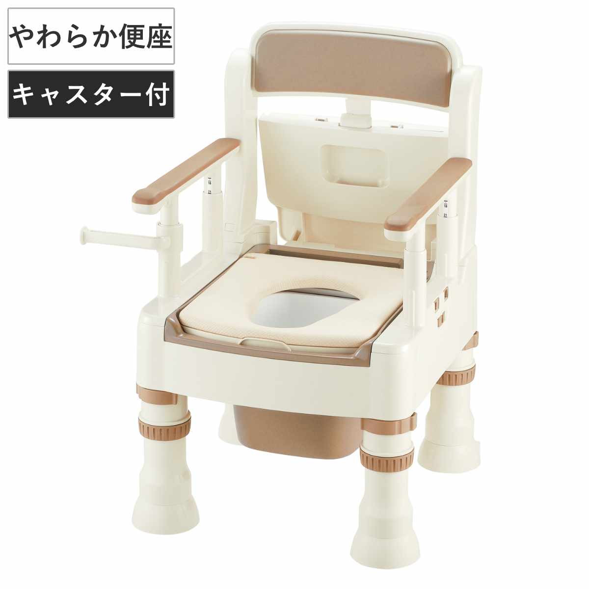 ポータブルトイレ きらく MY型 （ 介護トイレ 背もたれ型 やわらか便座 バケツ付き 簡易トイレ 介護用トイレ 非常用トイレ 介護用品 リッチェル キャスター 収納 ペーパーホルダー 付き 肘置き 背もたれ 介護用 福祉 排泄関連用品 ） livingut-10242062 リビングート 楽天市場店 パッケージ画像