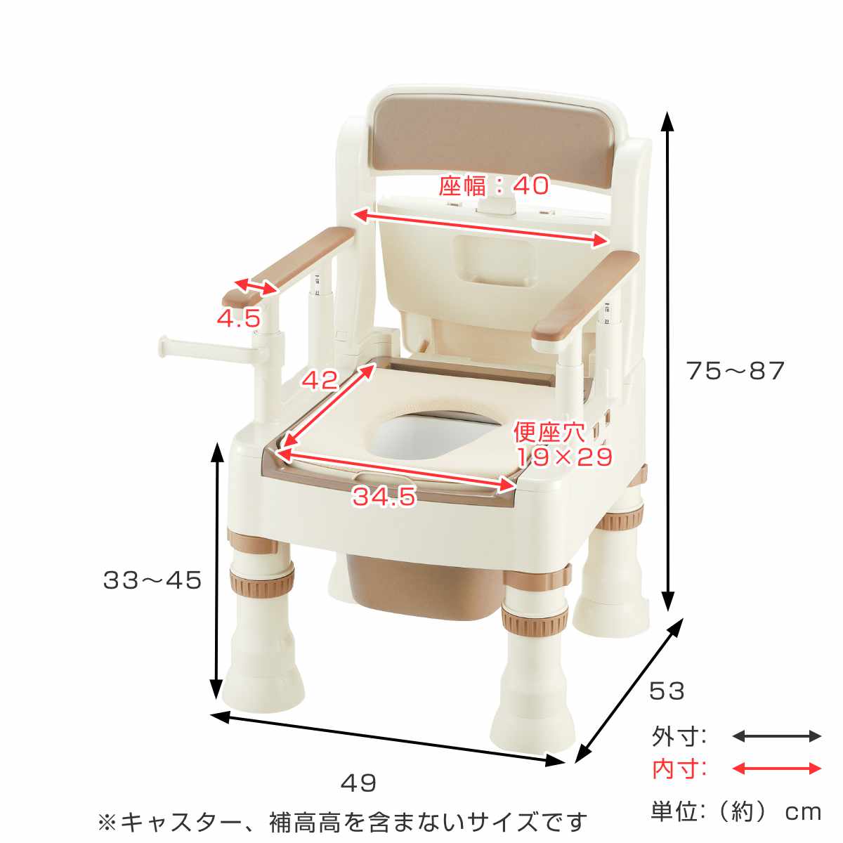 ポータブルトイレ きらく MY型 （ 介護トイレ 背もたれ型 やわらか便座 バケツ付き 簡易トイレ 介護用トイレ 非常用トイレ 介護用品 リッチェル キャスター 収納 ペーパーホルダー 付き 肘置き 背もたれ 介護用 福祉 排泄関連用品 ） livingut-10242062 リビングート 楽天市場店 サンプル画像2