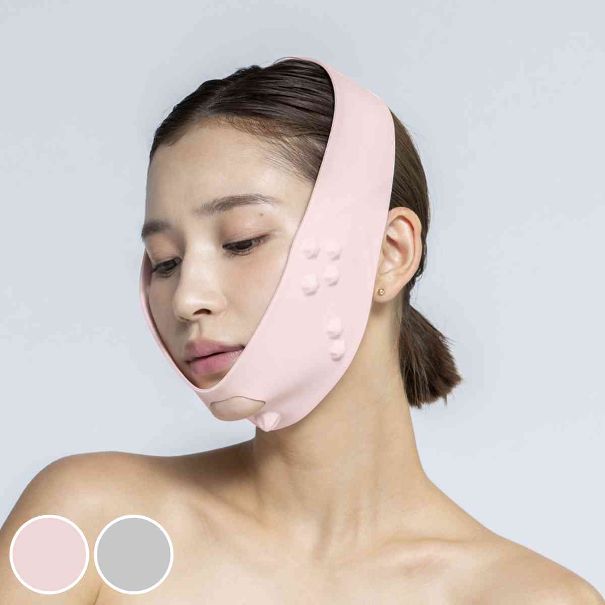 マッサージ器 キカケア フェイシャルマッサージベルト リフトアップ （ 顔 ベルト ツボ押し マッサージグッズ セルフケア用品 シリコン 小顔 リフトケア リフレッシュ コンパクト 幾何学モチーフ おしゃれ 入浴 お風呂 自宅 ）