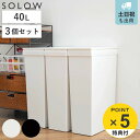 【レビュー特典付き】 ゴミ箱 40L SOLOW ソロウ 袋の交換が楽なダストボックススリム 同色3個セット ( ごみ箱 40リットル ふた付き スリム 袋交換 簡単 分別 防汚加工 抗菌加工 キャスター付き シンプル ホワイト ブラック 日本製 )