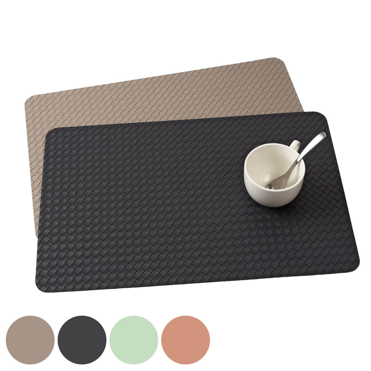 ランチョンマット アプリクス イントレチャート （ 45× 30cm おしゃれ 洗える 撥水 角型 角 PVC テーブルマット 無地 長方形 モダン シンプル 北欧 シック 食卓 ）