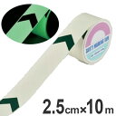 高輝度蓄光テープ 防災用 矢印付 2.5cmx10m巻 離けい紙付 ( 送料無料 夜光テープ 誘導標示 防災用品 )