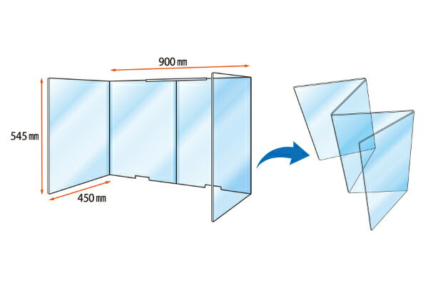 【法人限定】 パーテーション 透明 アクリル 折りたたみ 幅180×高さ54.5cm アクリルパーテーション （ 送料無料 クリア パネル 仕切り 間仕切り アクリル板 ワイドタイプ ワイド サイドガード付き 日本製 ）