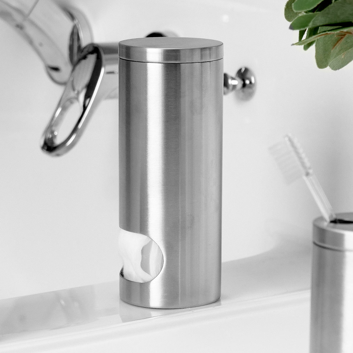 コットン入れ SALUS マトリス コットンボックス ( セイラス ステンレス 収納 小物 コットンケース ラウンド 丸 容器 保管 コットン ふた付 コスメ ...