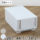 収納ケース 同色2個セット コンビネーションケース スリムS 2618 幅26×奥行44.7×高さ18.3cm ( 収納ボックス 引き出し 約 奥行45 収納 クローゼット 日本製 積み重ね 衣装ケース 衣類収納 プラスチック ホワイト ケース おしゃれ )
