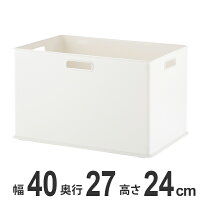 収納ケース L 約 幅40×奥行27×高さ24cm 白 ホワイト S＆W サンバッサ プラスチック （ 収納ボックス ケース カラーボックス インナーボックス 日本製 フル ボックス 小物収納 積み重ね スタッキング 小物入れ インナーケース ）