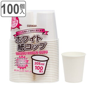 紙コップ ホワイトペーパーカップ 205ml 100個入 （ 使い捨て 紙 コップ カップ 使い捨てコップ 大容量 ペーパーコップ 100個 紙容器 紙製 ペーパーカップ BBQ アウトドア パーティー キャンプ レジャー ジュース お茶 ）