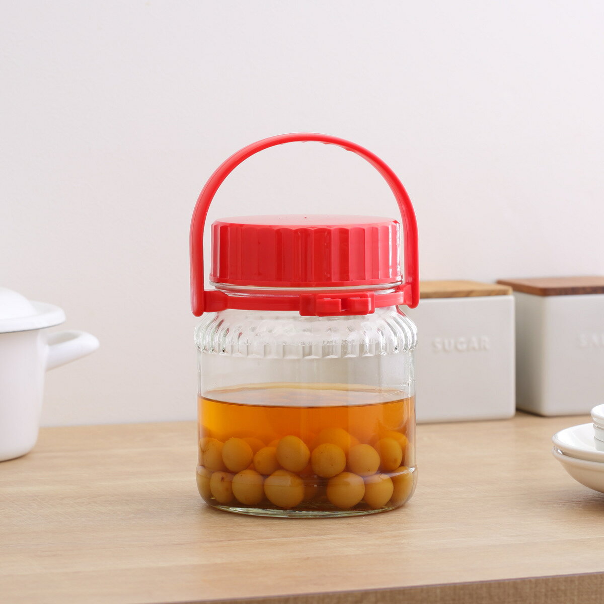 果実酒びん 漬け上手 2L らっきょう 1kg用 保存容器 （ ガラス 密閉 取っ手付き 保...