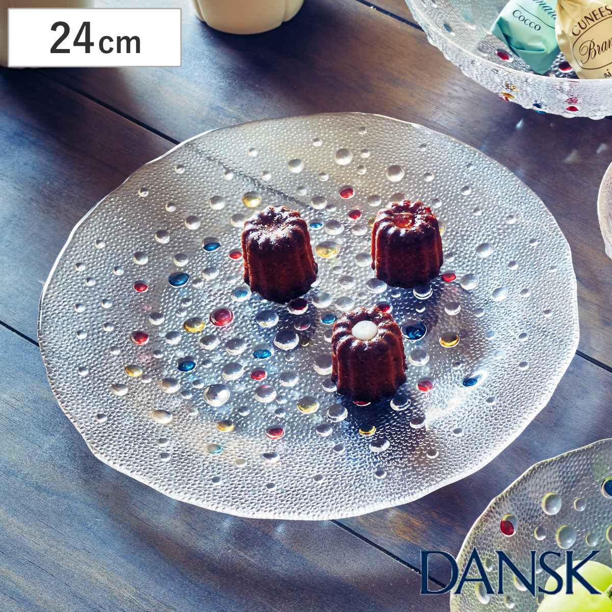 ダンスク DANSK ディナープレート 24cm バブルコンフェティ （ 皿 食器 器 お皿 ガラス プレート 平皿 おしゃれ 洋食器 ガラス皿 北欧 泡ガラス 泡入りガラス 気泡ガラス 透明 ）