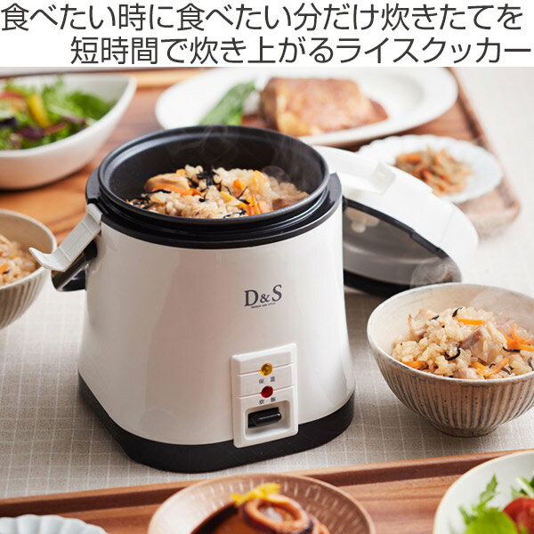 ライスクッカー ミニ D&S ミニライスクッカー 炊飯器 （ 送料無料 ミニ炊飯器 電気鍋 炊飯ジャー 0.5合炊き 1合炊き 1.5合炊き 1人用 一人用 コンパクト 小型 小さい キッチン家電 調理家電 レシピ付き ）