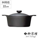 柳宗理 鉄鍋 22cm IH対応 深型 鉄蓋付き ハンドル付き 南部鉄器 ( ガス火対応 南部鉄鍋 鉄製 両手鍋 深型鍋 日本製 22センチ 両手なべ 鍋 なべ 鉄フライパン 鉄鋳物 鉄器 鉄製調理器具 蓋付き )