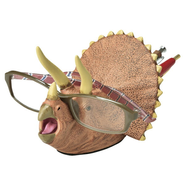 デスクキーパー ペン立て メガネスタンド 文房具 トリケラトプス 恐竜 ( 文具 眼鏡スタンド めがねスタンド プレゼント ダイナソー おもしろ ペンスタンド ...