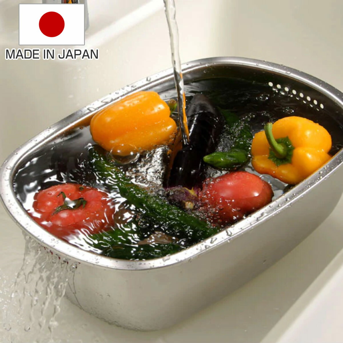 洗い桶 ステンレス製の小判型洗い桶 足付 （ ステンレス 日本製 洗いおけ たらい 食器洗い 四角 ステンレス製 タライ…