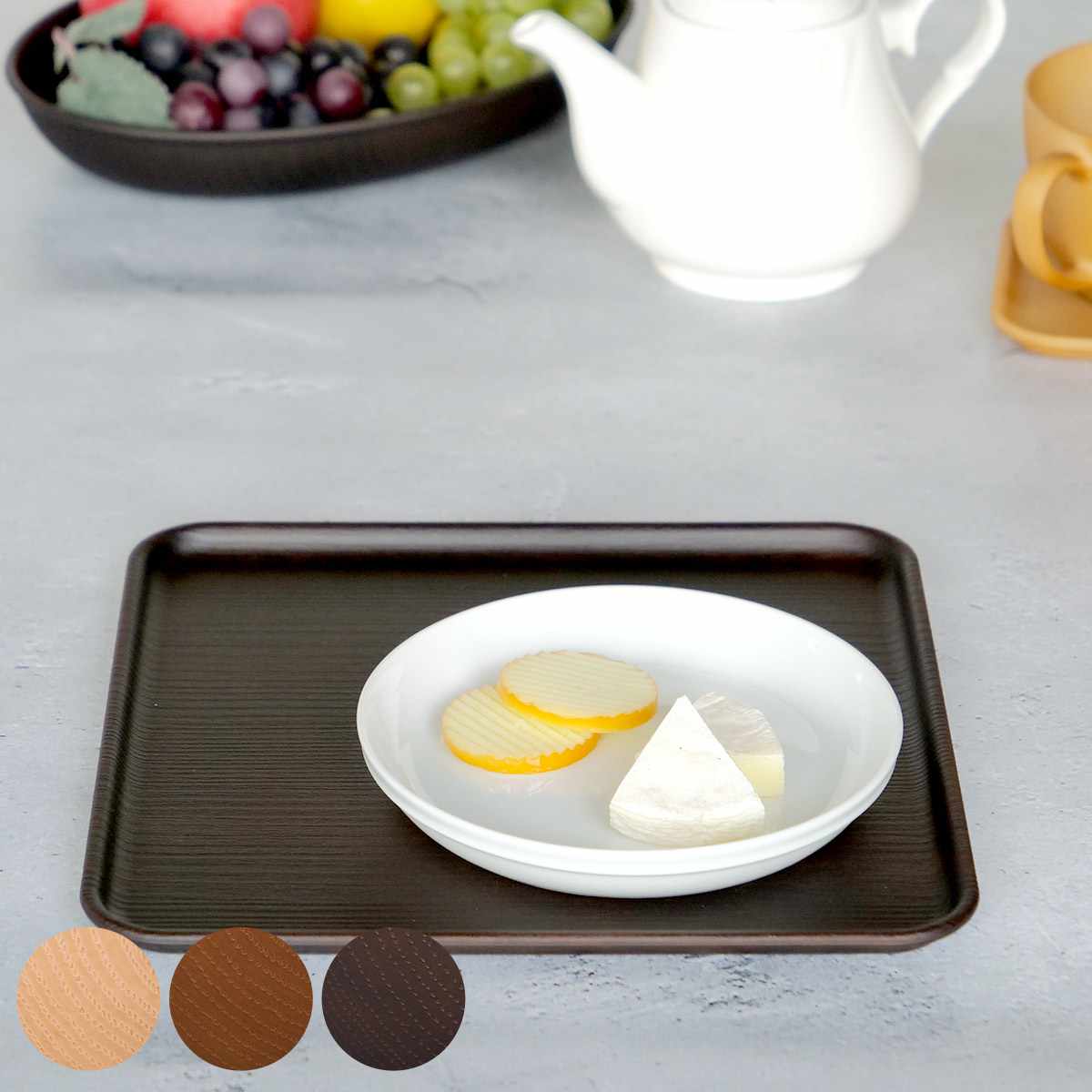 トレー 24cm 正角 Nhhome 木目調 プラスチック ( トレイ カフェトレー スクエア 正方形 四角 プラスチック製 軽い 割れにくい アウトドア 持ち...