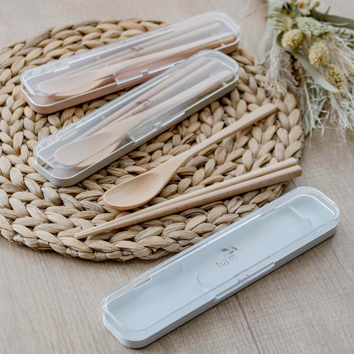 コンビセット スプーン お箸 木目調 tiam ( 箸 カトラリーセット 大人 女子 おしゃれ 日本製 18cm カトラリー セット お弁当用 弁当 お弁当 持...