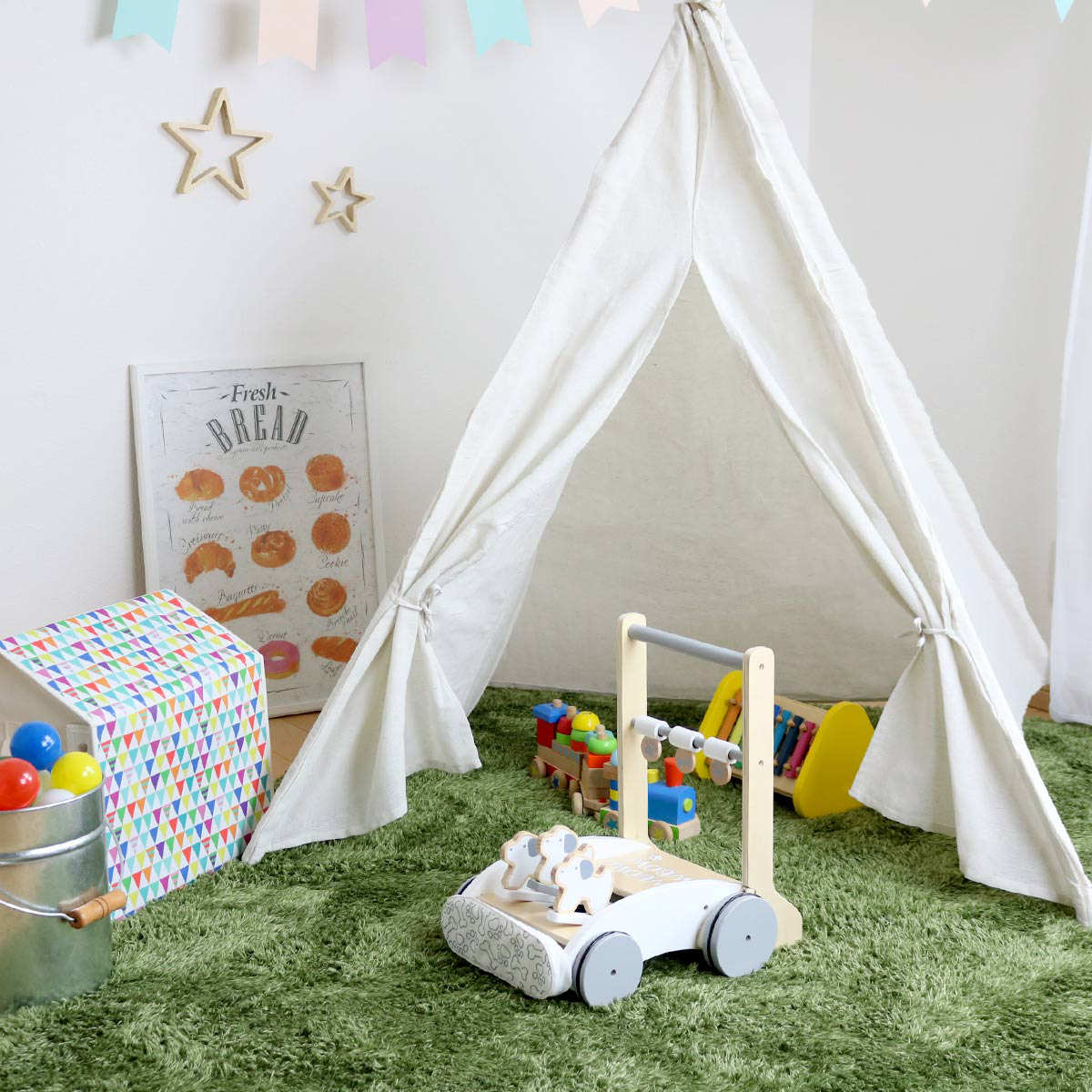 手押し車 おしぐるま いぬ 木製 北欧 つかまり立ち （ 赤ちゃん 押し車 おもちゃ 手押し 玩具 あんよ カタカタ 知育玩具 ）のサムネイル