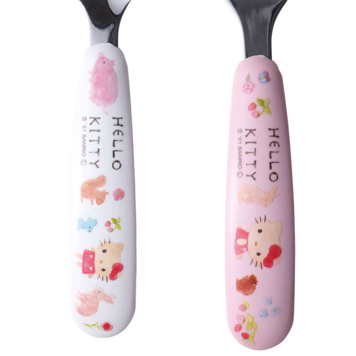 リビングート 楽天市場店のスプーン＆フォーク ハローキティ フォレストフレンズ ステンレス （ 食洗機対応 スプーン フォーク 子ども用 カトラリー すくいやすい 食べやすい 太め 握りやすい 凹凸形状 キャラクター キティちゃん ）｜アングル3