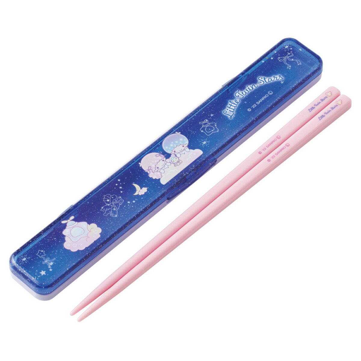 箸箱セット 抗菌 箸 18cm リトルツインスターズ 音の鳴らない 夜空とネムリン ( キキララ 食洗機対応 お箸 箸箱 18センチ AG 銀 カトラリー 日本...