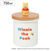 保存容器 750ml マスコット付キャニスター くまのプーさん ( キャニスター ホーロー ほうろう 琺瑯 密閉 天然木 保存 容器 小物入れ ホーロー保存容器 ホーロー容器 おしゃれ 丸型 キャラクター かわいい )