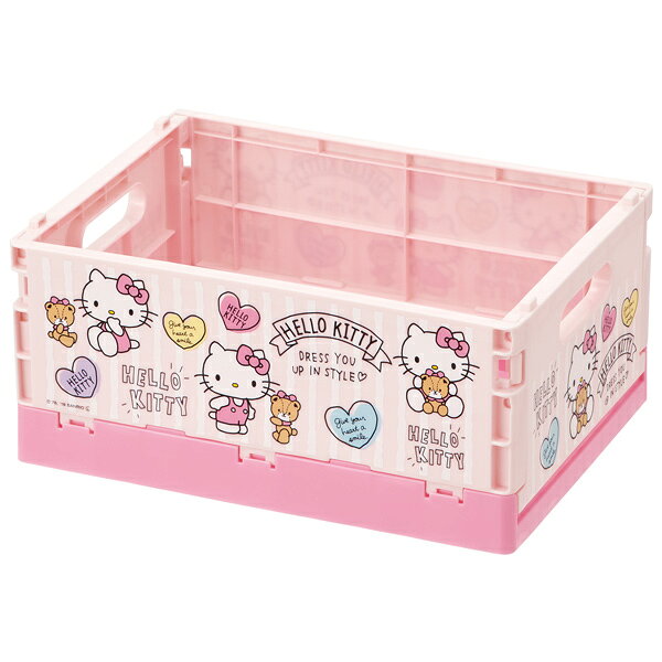 折りたたみコンテナ S ハローキティ コンテナ 収納ボックス 2個セット （ 収納ケース 収納コンテナ 収納 コミック 折りたたみ コンパクト コミック収納 ケース ボックス A5 CD 本 キティちゃん キャラクター ）