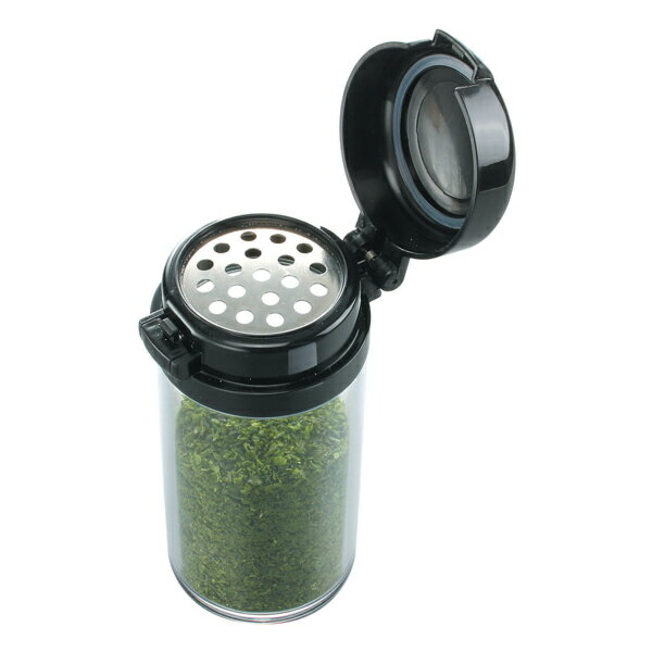 調味料入れ 220ml ステンパンチ穴ふりかけケース ブラック ( 調味料ボトル 調味料容器 調味料ケース 穴あき 調味料いれ 卓上 ワンプッシュ式 粉ふり ス...