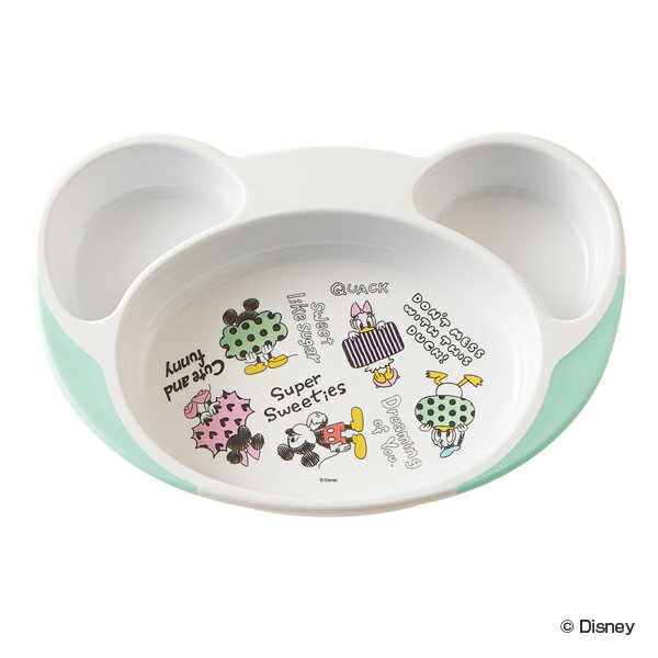 ランチプレート 23cm ミッキースケッチ ランチ皿 ミッキーマウス 食器 キャラクター （ 電子レンジ対応 食洗機対応 仕切り皿 ミッキー ベビー食器 赤ちゃん すくいやすい 7ヶ月 ）