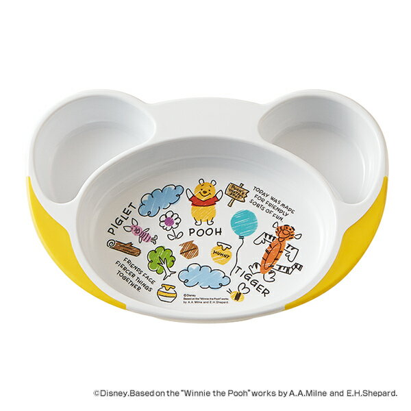 ランチプレート 23cm POOHスケッチ ランチ皿 食器 ディズニー キャラクター （ 電子レンジ対応 食洗機対応 仕切り皿 プーさん ベビー食器 赤ちゃん すくいやすい 7ヶ月 ）