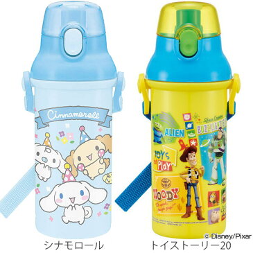 水筒 直飲み プラスチック ワンタッチボトル 480ml 子供 キャラクター 軽量 （ 日本製 幼稚園 保育園 食洗機対応 キッズ 子供用 ボトル かわいい ディズニー プリンセス トイストーリー スケーター PSB5SAN ）