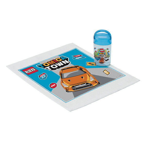 おしぼりセット　トミカ　子供用　キャラクター （ おしぼりケース ハンドタオル お弁当グッズ TOMICA おしぼりタオル 遠足 運動会 行楽 ピクニック 子供 子ども 子ども用 自動車 車 乗り物 ）