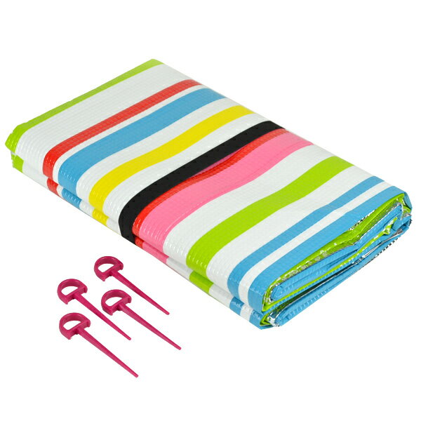レジャーシート　厚手　クッション　レジャーマット　ストライプ柄　2.4×2.4m （ 大きい クッションシート ピクニックマット ピクニックシート 敷物 ストッパー付き 正方形 ）通販格安セール情報　楽天　通販