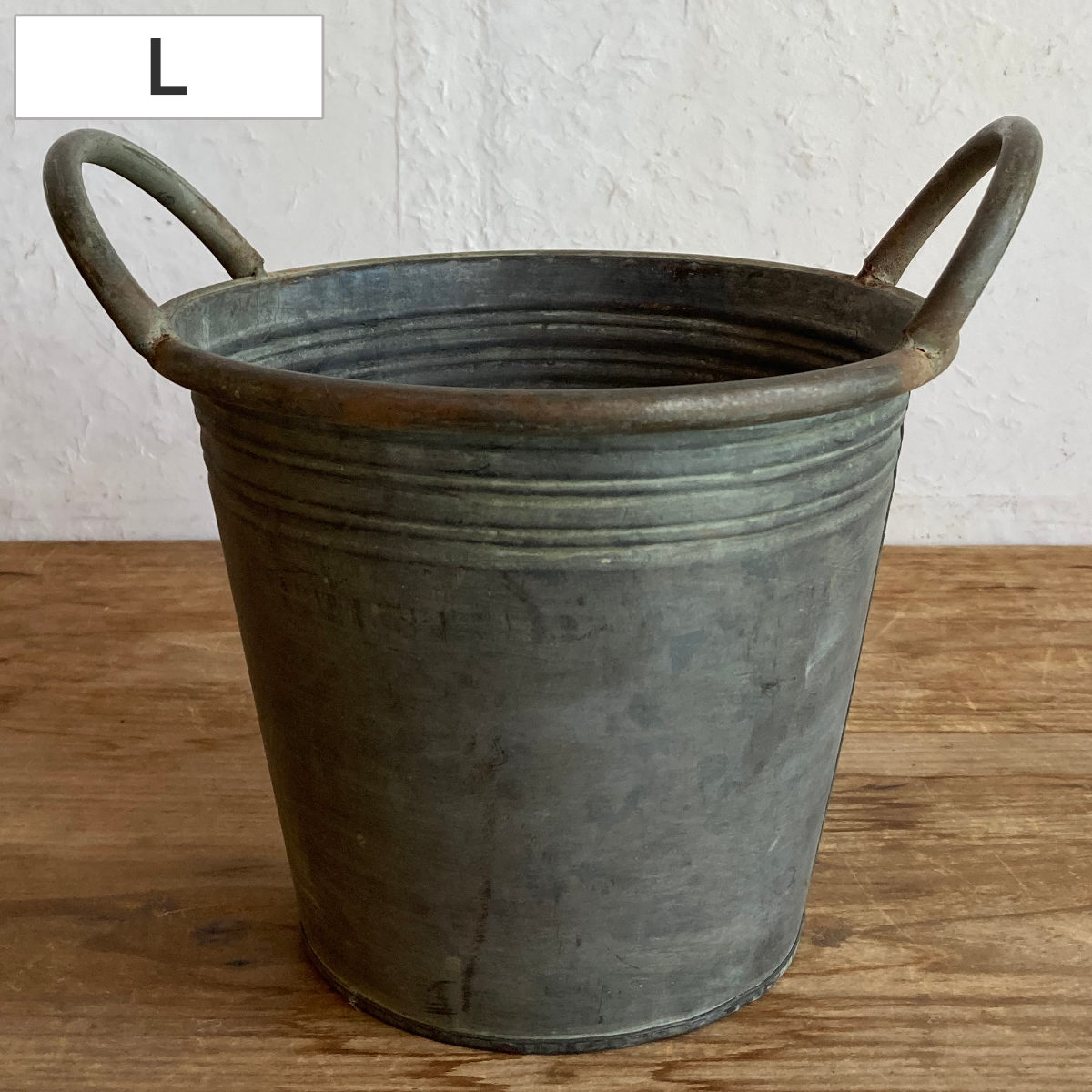 植木鉢 ブリキハンドルポット L （ プランター プラントポット 植物用ポット 鉢カバー ブリキポット ブリキ鉢 植物 花 ドライフラワー 観葉植物 多肉植物 園芸 インテリア 収納 ブリキ 丸型 PVCポット付き ）